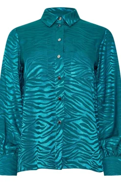 Animal Print Satin Jacquard Shirt