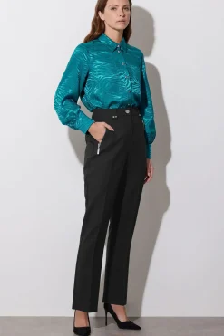 Animal Print Satin Jacquard Shirt