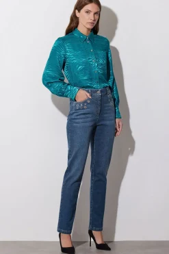 Animal Print Satin Jacquard Shirt