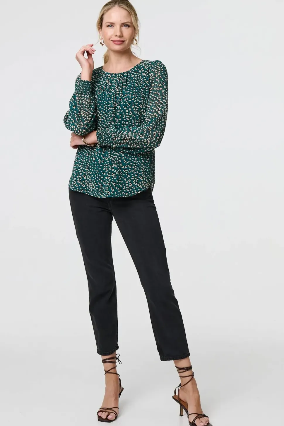 Animal Print Semi Sheer Blouse