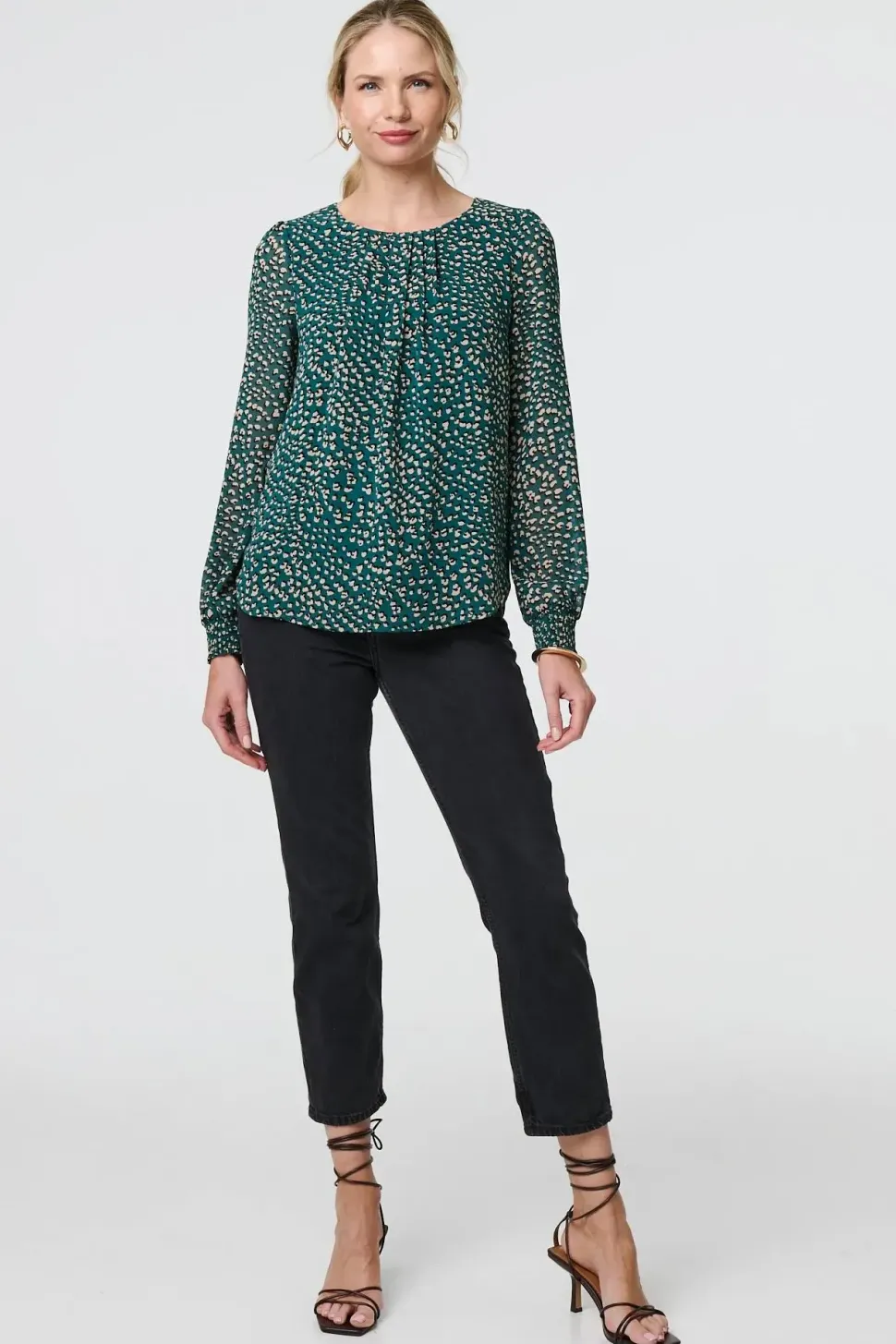 Animal Print Semi Sheer Blouse