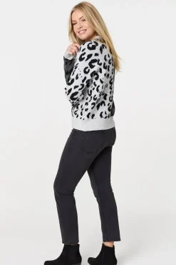 Animal Print Sequin Detail Jumper