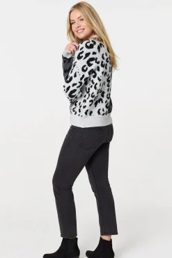 Animal Print Sequin Detail Jumper