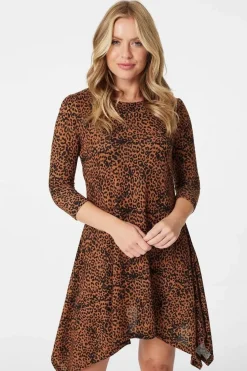 Animal Print 3/4 Sleeve Jumper Dress