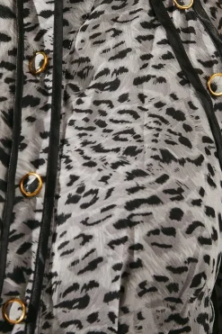 Animal Print Stud Detail Shirt Dress