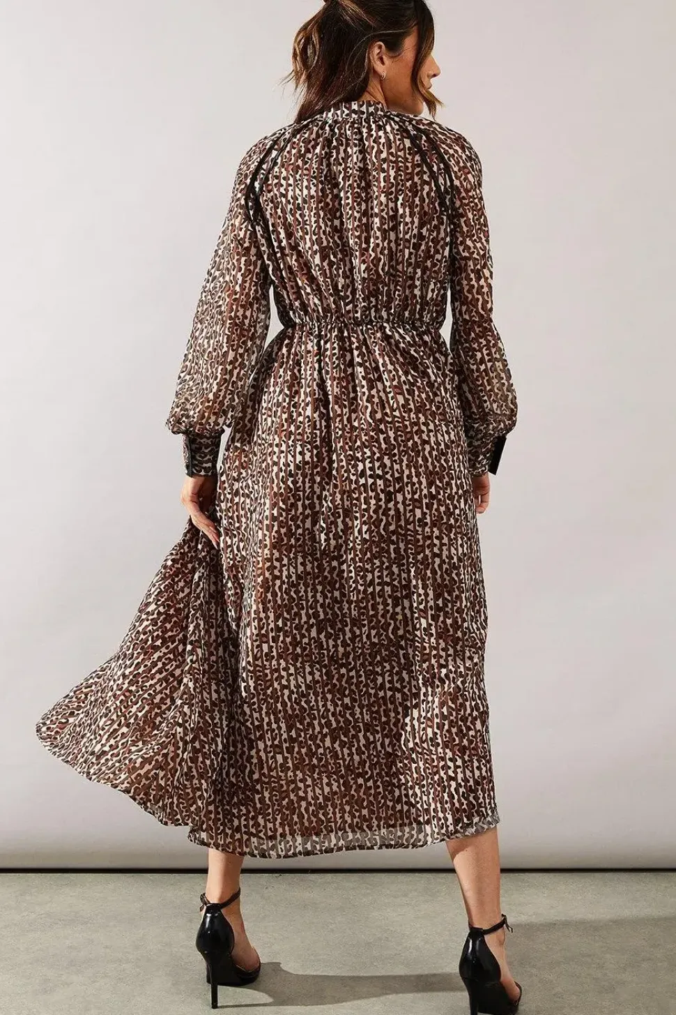 Animal Print Stud Detail Shirt Dress