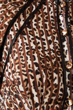 Animal Print Stud Detail Shirt Dress