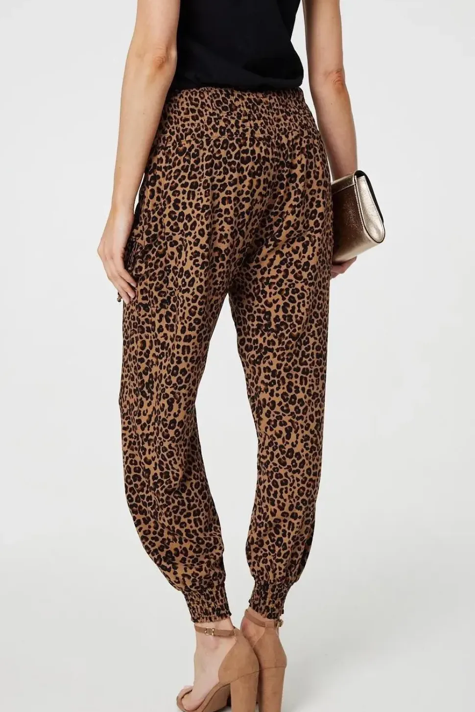 Animal Print Tassel Pocket Harem Pants