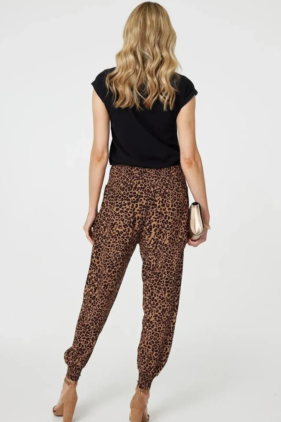 Animal Print Tassel Pocket Harem Pants