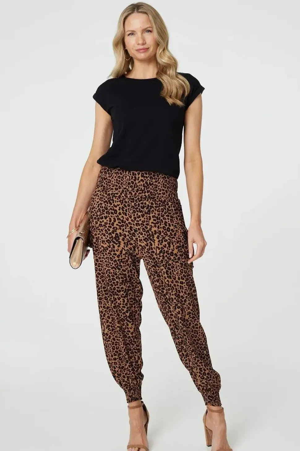 Animal Print Tassel Pocket Harem Pants