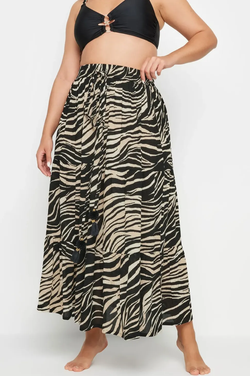 Animal Print Tiered Beach Skirt