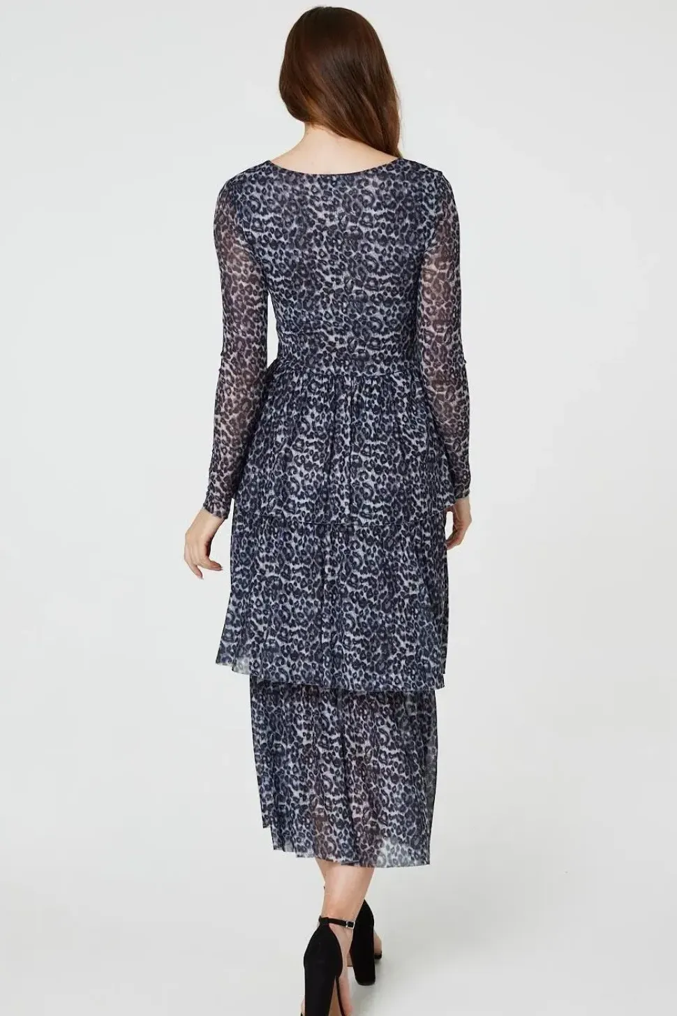 Animal Print Tiered Midi Dress
