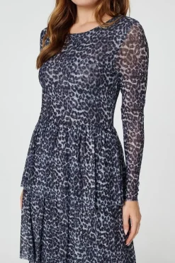 Animal Print Tiered Midi Dress