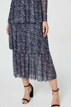 Animal Print Tiered Midi Dress
