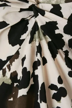 Animal Print Twist Waist Shirt Dress
