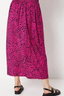 Animal Print Viscose Button Through Midi Skirt