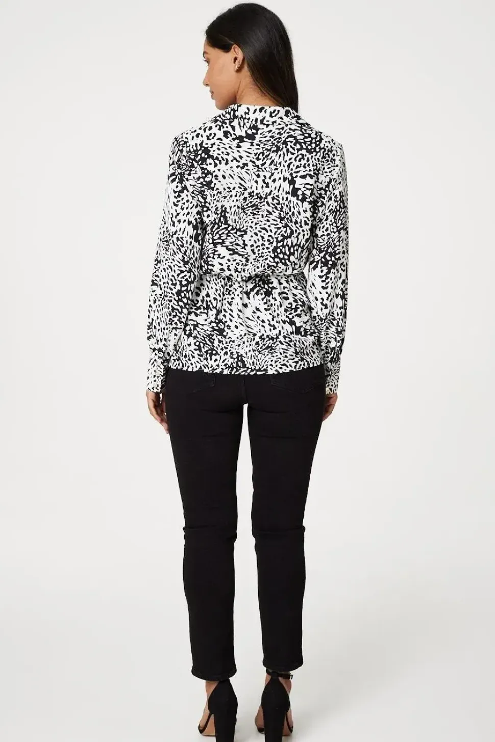 Animal Print Wrap Front Blouse