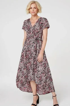 Animal Print Wrap Front Maxi Dress