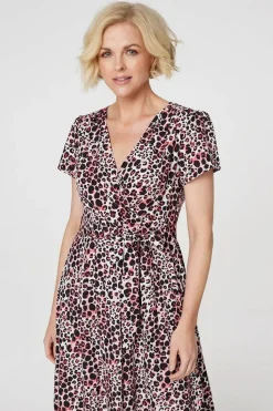 Animal Print Wrap Front Maxi Dress