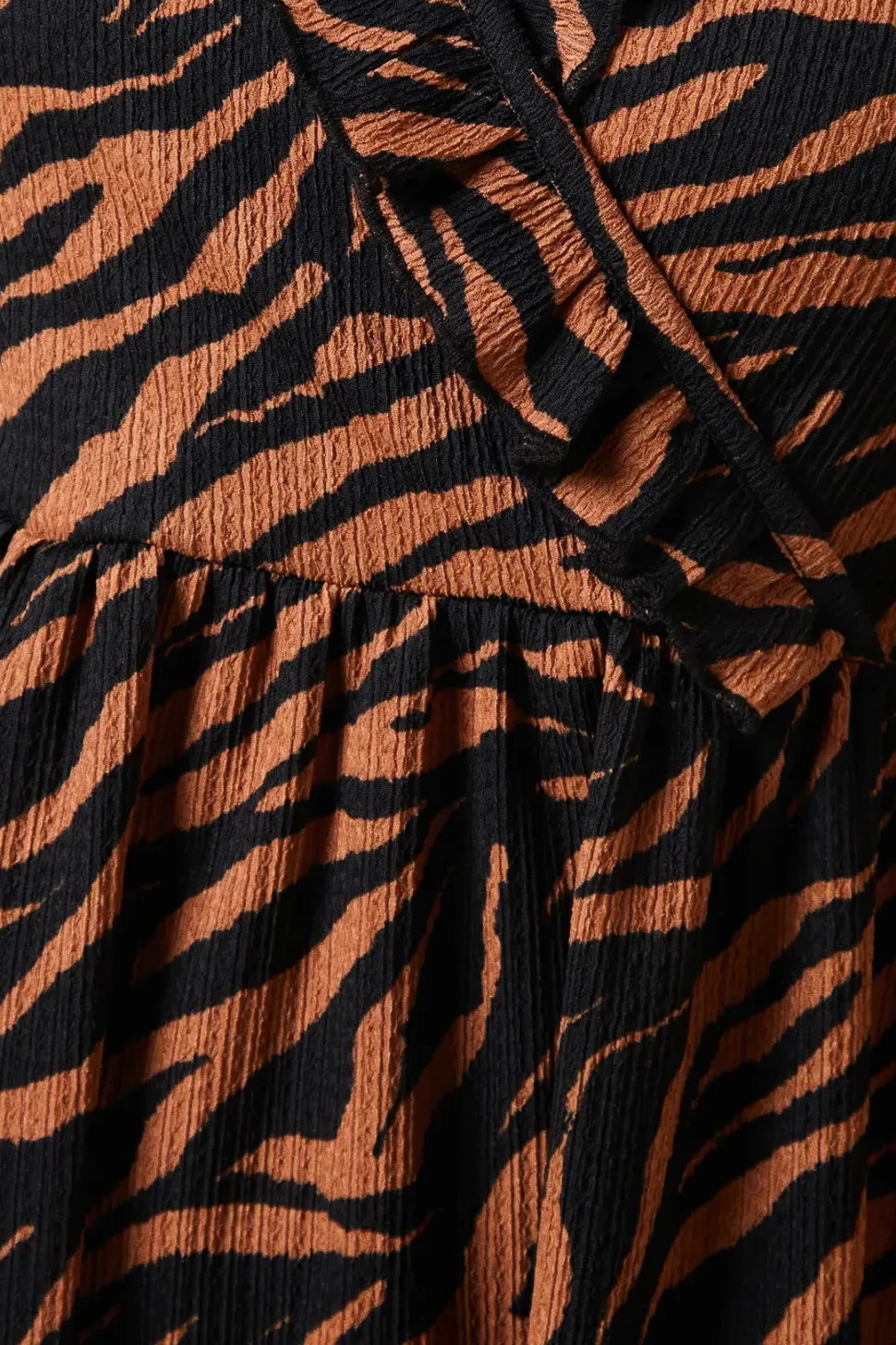 Animal Ruffle wrap long sleeve mini dress