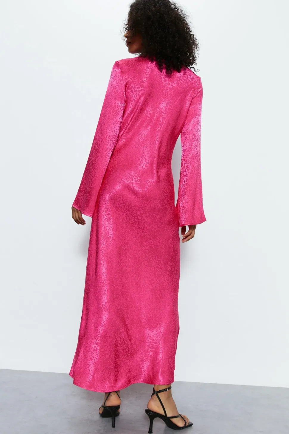Animal Satin Jacquard Tie Front Dress