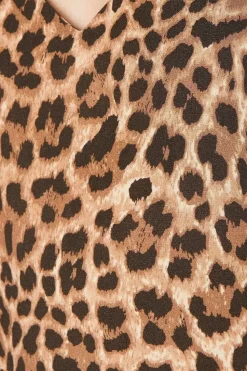 Animal Tie Shoulder V Neck Midi Dress