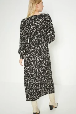 Animal Twist Front Crepe Midi Dress