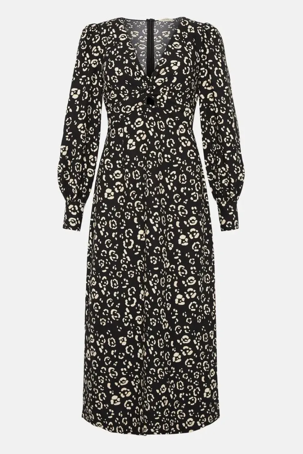 Animal Twist Front Crepe Midi Dress