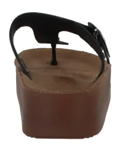 Ankle Buckle Platform Thong Sandal Black