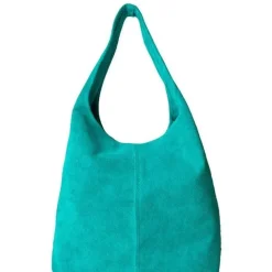 Aqua Soft Suede Leather Hobo Shoulder Bag | BYIRL