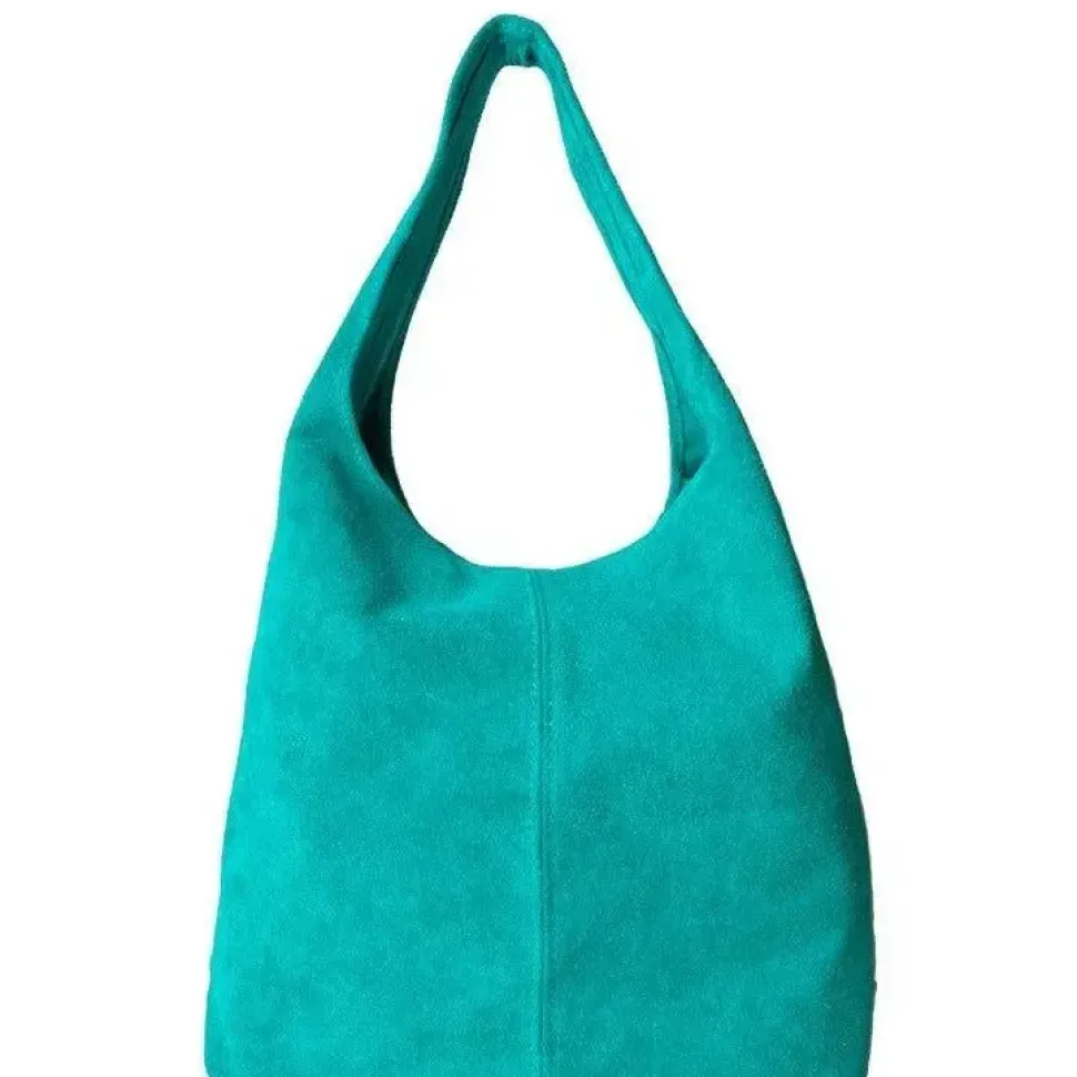 Aqua Soft Suede Leather Hobo Shoulder Bag | BYIRL