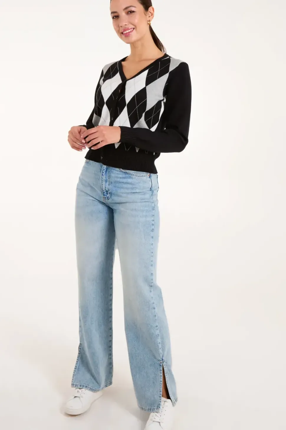 Argyle Button Through Cardigan