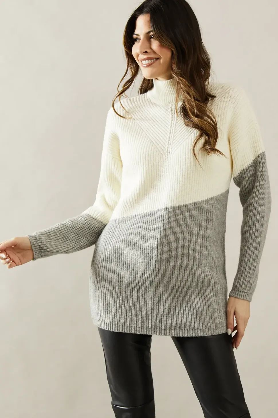 Asymmetric Contrast Colour Block Tunic