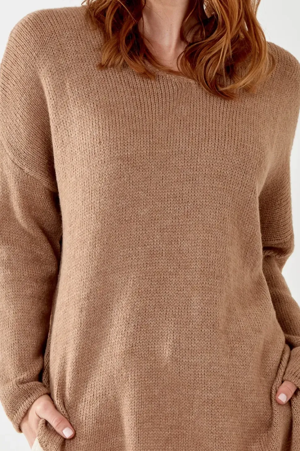 Asymmetric Knitted V Neck Jumper
