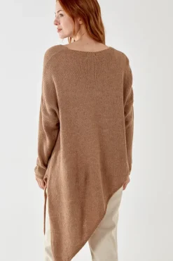Asymmetric Knitted V Neck Jumper