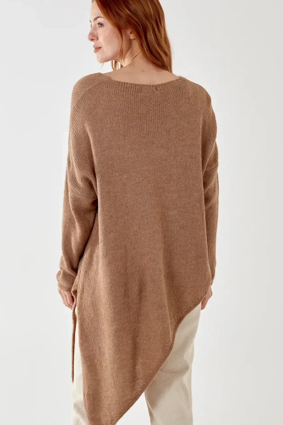 Asymmetric Knitted V Neck Jumper