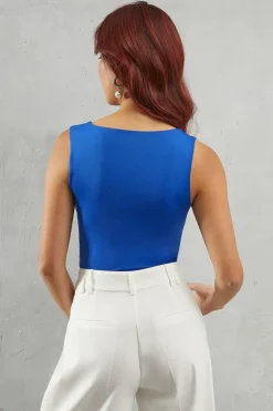 Asymmetric Neckline Jersey Body Fit Top