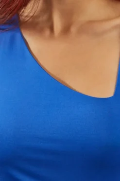 Asymmetric Neckline Jersey Body Fit Top