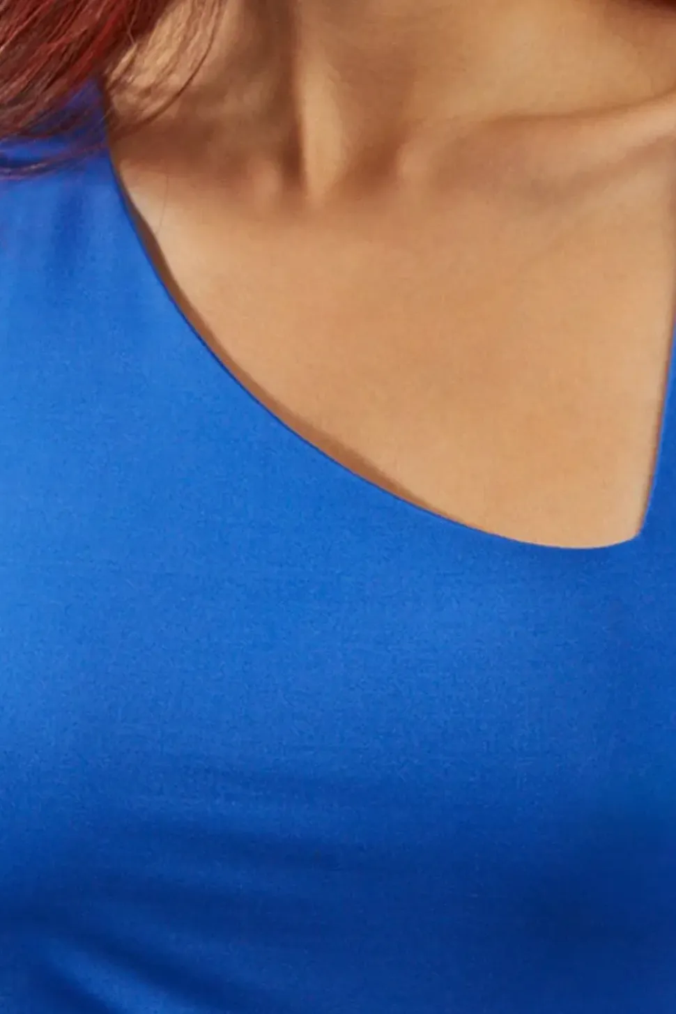 Asymmetric Neckline Jersey Body Fit Top