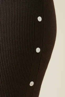 Asymmetric Neckline Knitted Button Down Midi Dresss