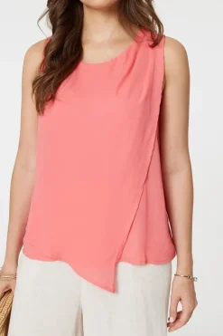 Asymmetric Pleat Front Blouse Top