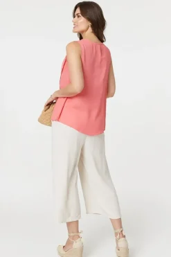Asymmetric Pleat Front Blouse Top