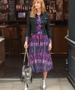 Asymmetric Printed Midi Dress