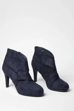 Aubrey Faux Suede Side Twist High Heel Platform Shoe Boots