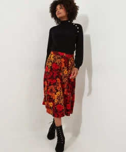 Autumnal Floral Midi Skirt