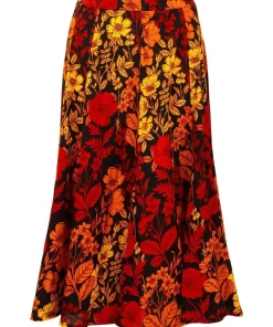 Autumnal Floral Midi Skirt