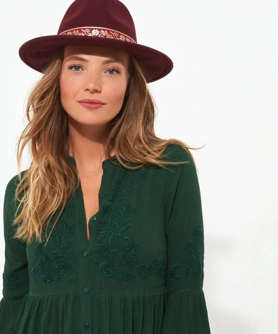 Autumnal Gold Detail Wool Fedora