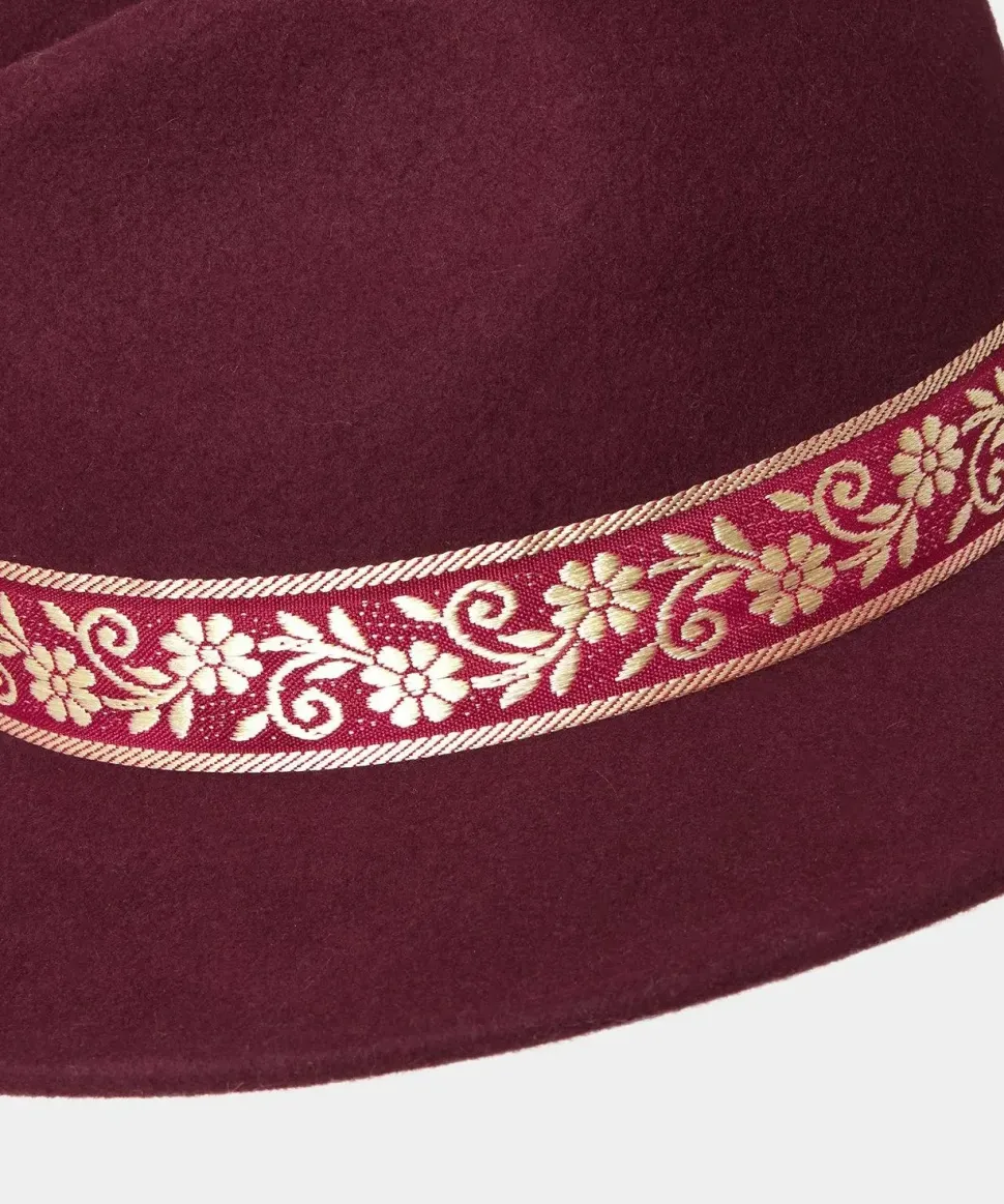 Autumnal Gold Detail Wool Fedora