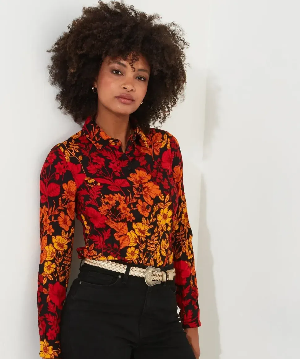 Autumn Floral Crinkle Blouse