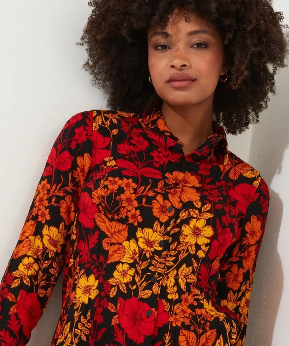Autumn Floral Crinkle Blouse
